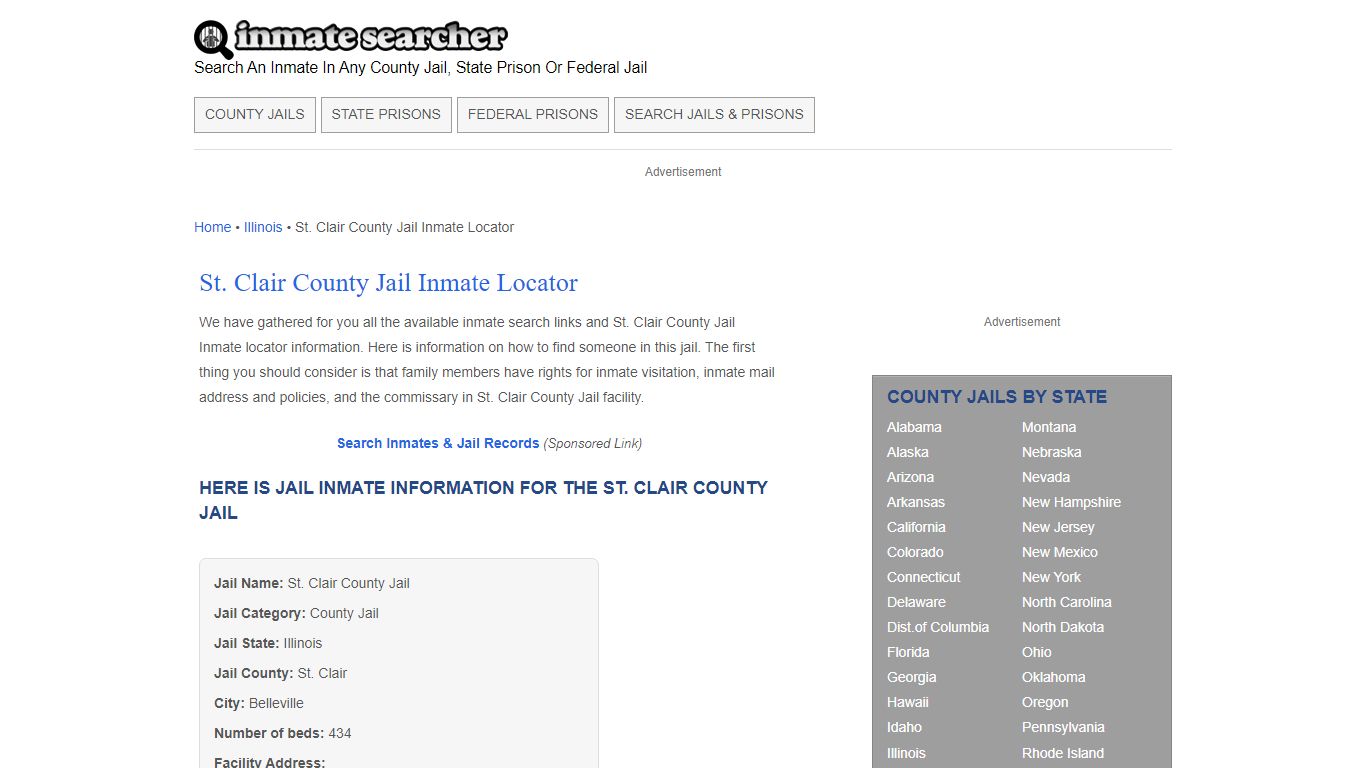 St. Clair County Jail Inmate Locator - Inmate Searcher